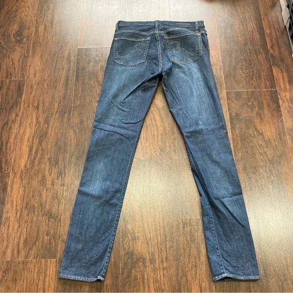 8 ROCK & REPUBLIC Berlin stretchy jeans. High rise dark wash tapered studded EUC - Picture 11 of 16